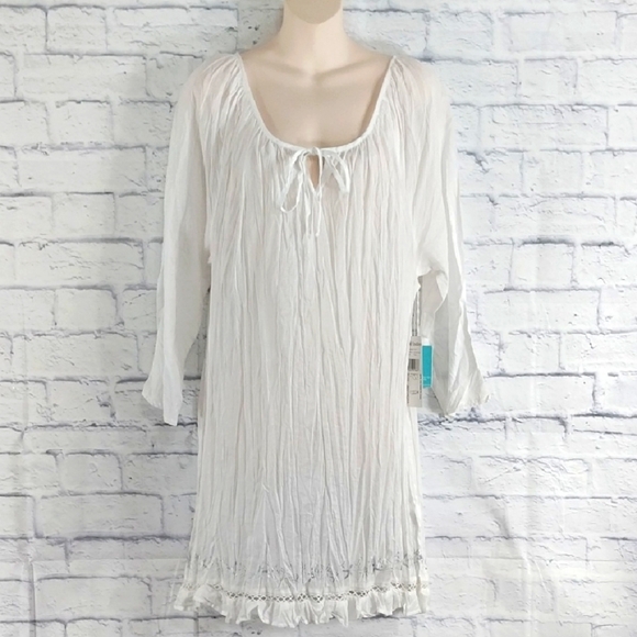 NWT West Indies Vacation Tunic Dress Crinkled Fabric Sz L - Picture 1 of 7